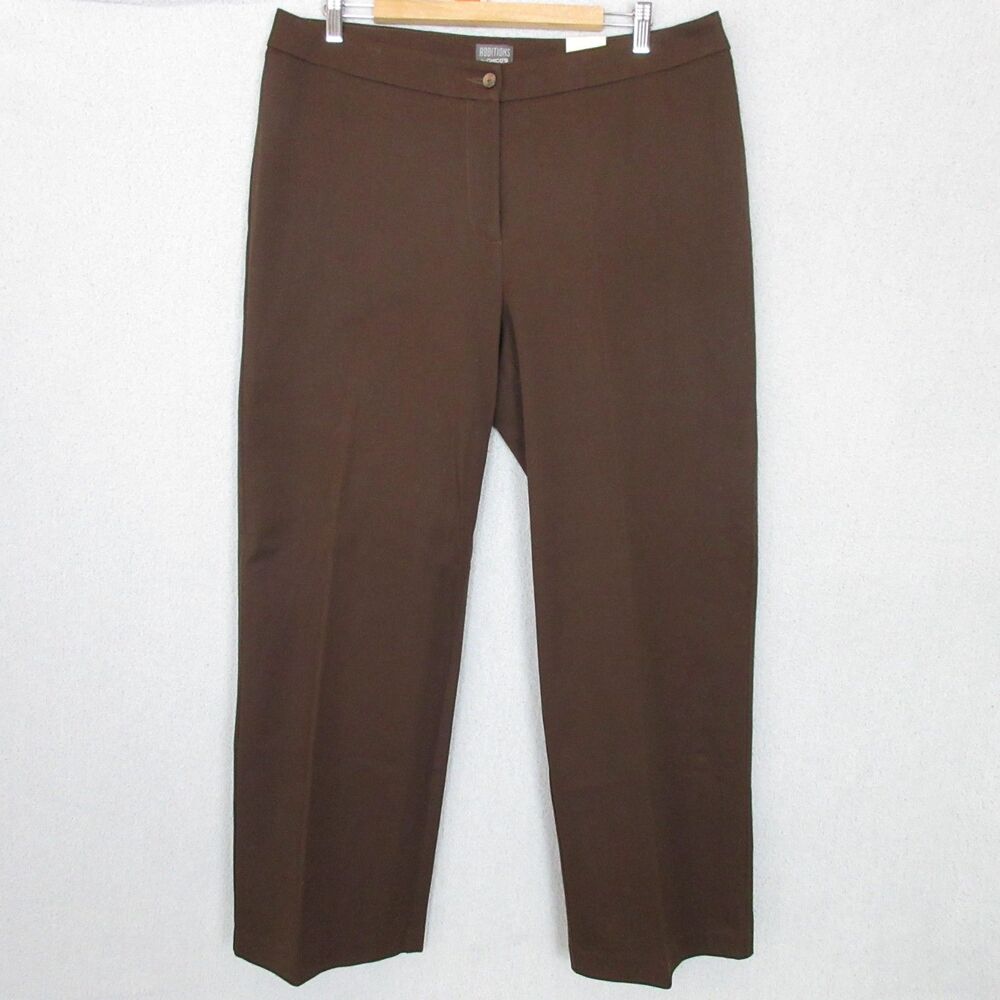 Chicos Pants Women 2.5 (US 14) Short Brown Capital Stretch Downtown Straight Leg